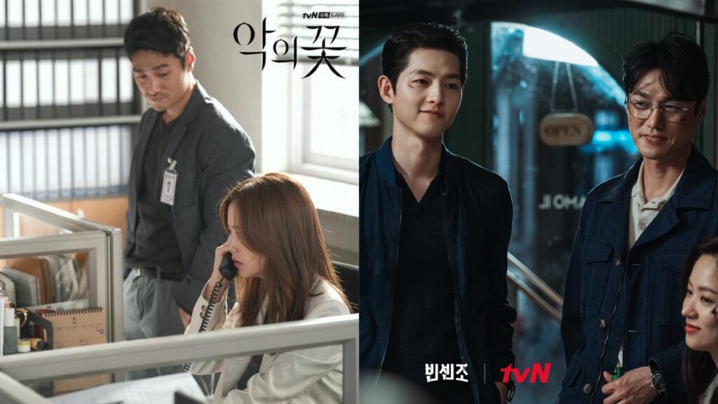 Choi Young Jun Choi Young Jun em Flower of Evil (esquerda) e Vincenzo (direita) - Imagens: Reprodução/tvN